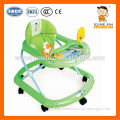 801B green simple plastic baby walker wholesale with 7 small black wheels